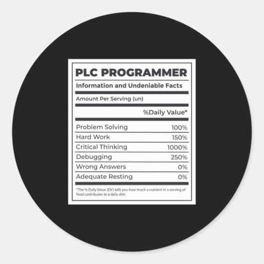 PLC Programmeur Grappige Programmeringsfeiten Ronde Sticker (Voorkant)