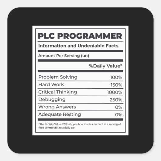 PLC Programmeur Grappige Programmeringsfeiten Vierkante Sticker (Voorkant)