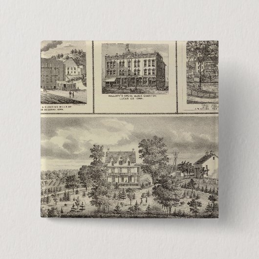Pleasant Hill Boerderij bldgs in Decorah Vierkante Button 5,1 Cm (Voorkant)