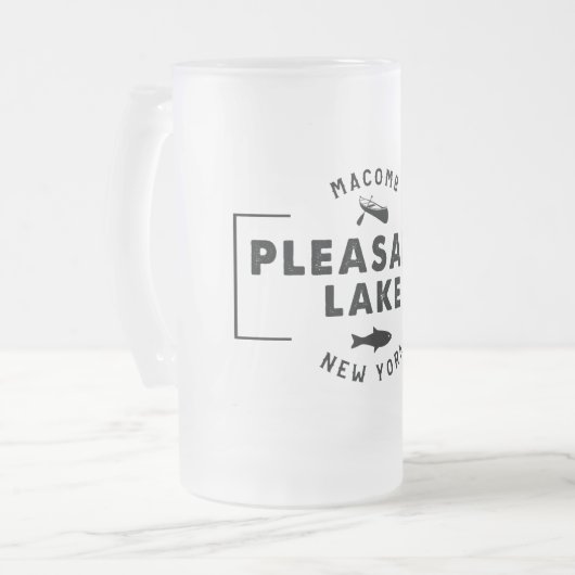 Pleasant Lake 16oz frosted beer veel Matglas Bierpul (Voorkant links)
