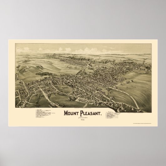 Pleasant monteren, PA Panorama Map - 1900 Poster (Voorkant)