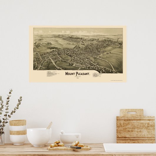 Pleasant monteren, PA Panorama Map - 1900 Poster (Keuken)