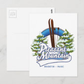 Pleasant Mountain Ski Bridgton-logo. Briefkaart (Voorkant / Achterkant)