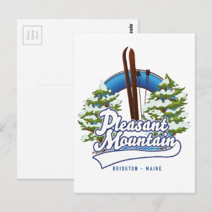 Pleasant Mountain Ski Bridgton logo. Briefkaart