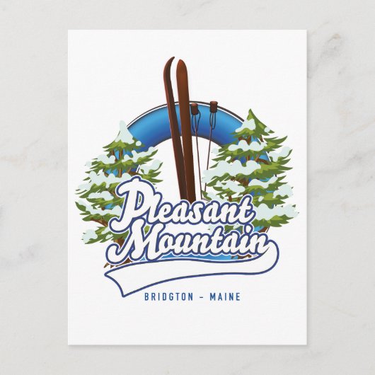 Pleasant Mountain Ski Bridgton-logo. Briefkaart (Voorkant)