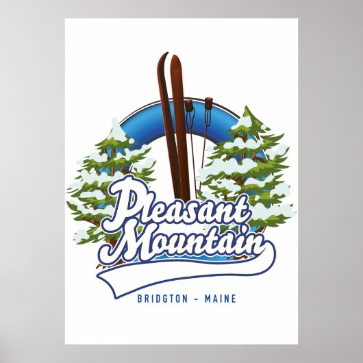 Pleasant Mountain Ski Bridgton logo. Poster (Voorkant)
