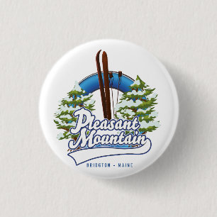 Pleasant Mountain Ski Bridgton logo. Ronde Button 3,2 Cm