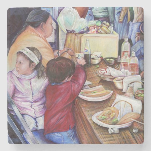 Pleasant Picnic, Mexico Stenen Onderzetter (Voorkant)