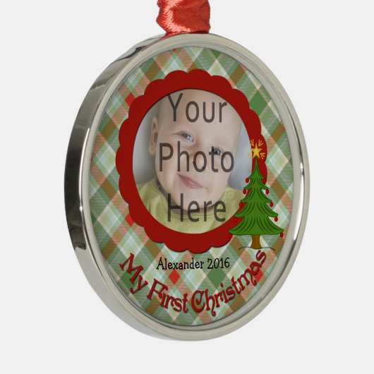 Pleasant Pset Baby's eerste kerstversiering Metalen Ornament (Rechts)