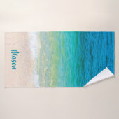 Pleasant strand (met gepersonaliseerde naam) badhanddoek (Badhanddoek)