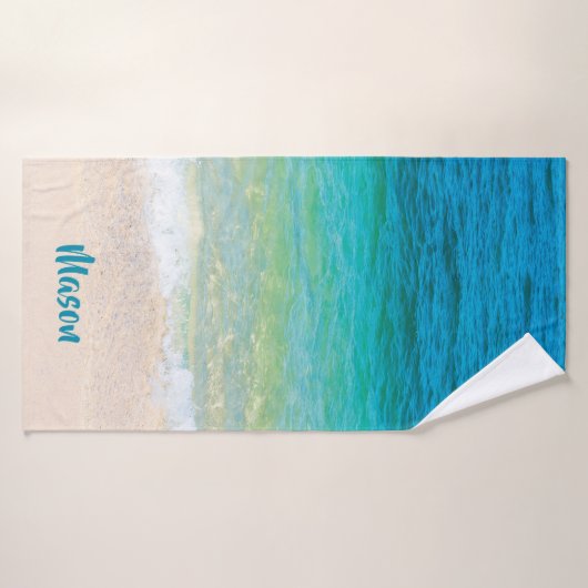 Pleasant strand (met gepersonaliseerde naam) badhanddoek (Badhanddoek)