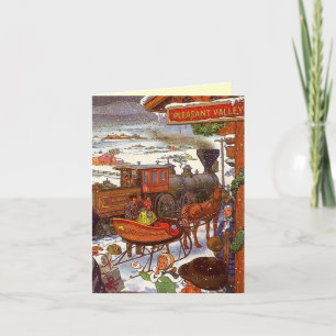 Pleasant Valley Train Sta Kerstmis Feestdagen Kaart