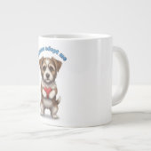 Please Adopt Me – Cute Rescue Dog Illustration wit Grote Koffiekop (Voorkant rechts)