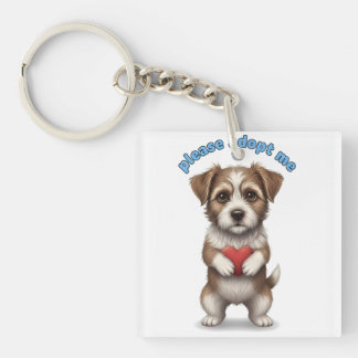 Please Adopt Me – Cute Rescue Dog Illustration wit Sleutelhanger