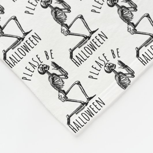 Please Be Halloween Spooky Season Skeleton Bones Fleece Deken (Hoek)