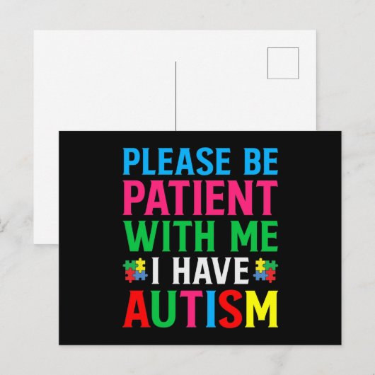 Please Be Patient With Me I Have Autism Uitnodiging Briefkaart (Voorkant / Achterkant)