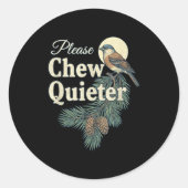 Please Chew Quieter Christmas Funny Novelty Ronde Sticker (Voorkant)