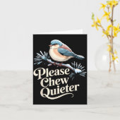 Please Chew Quieter Funny Introvert Christmas Bird Kaart (Gele Bloem)