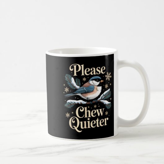 Please Chew Quieter Funny Introvert Christmas Bird Koffiemok (Rechts)