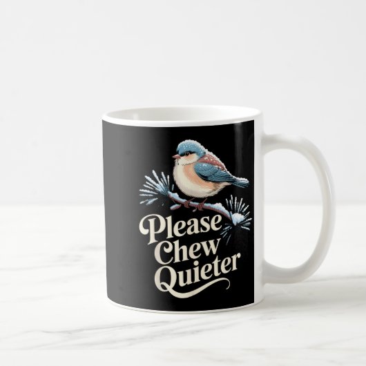 Please Chew Quieter Funny Introvert Christmas Bird Koffiemok (Rechts)