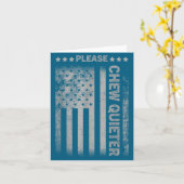 Please Chew Quieter Funny Introvert Usa Flag Vinta Kaart (Gele Bloem)