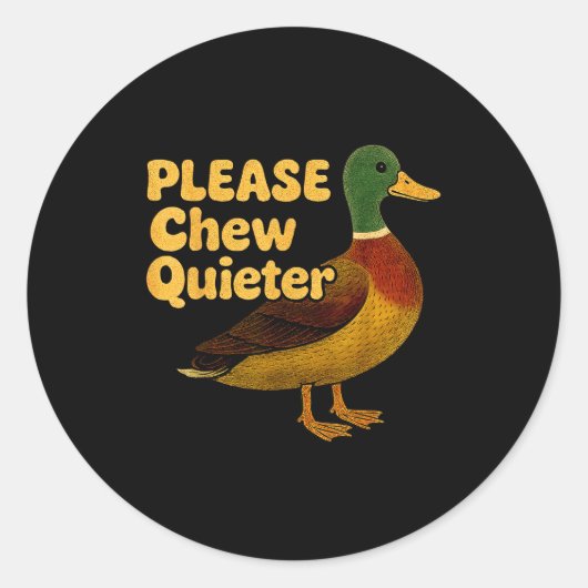 Please Chew Quieter Sarcastic Animal Quote Quirky Ronde Sticker (Voorkant)