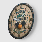 Please Dink Responsibly Funny Pickleball Grote Klok (Hoek)