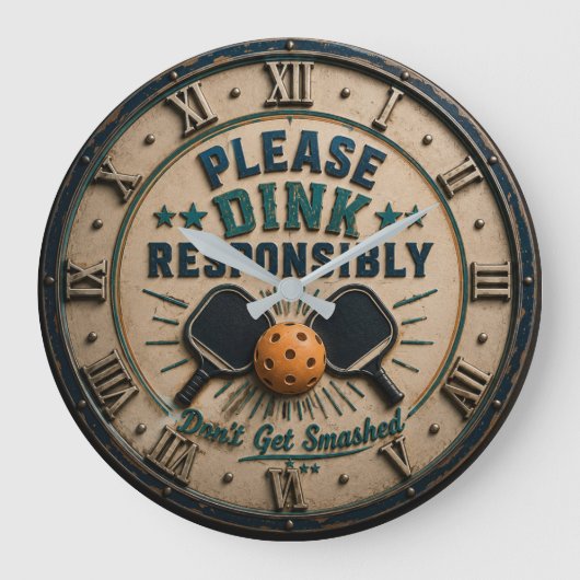 Please Dink Responsibly Funny Pickleball Grote Klok (Voorkant)