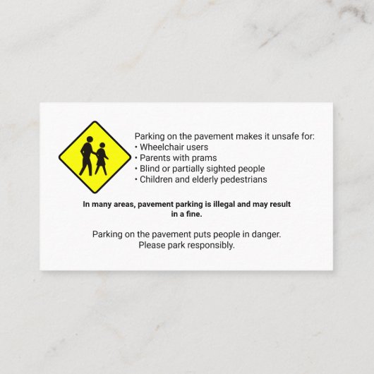 Please Do Not Park – Private Access Notice Visitekaartje (Achterkant)