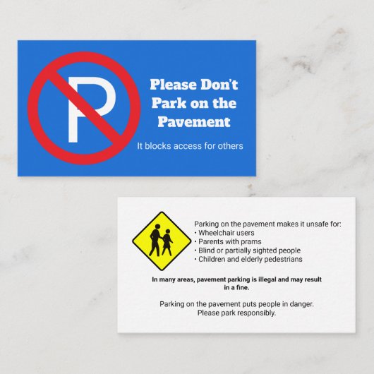 Please Do Not Park – Private Access Notice Visitekaartje (Voorkant / Achterkant)