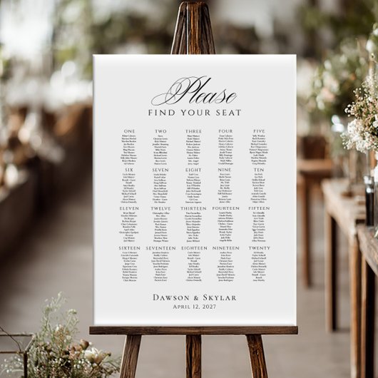 Please Find Your Seat up to 20 tables seating plan Poster