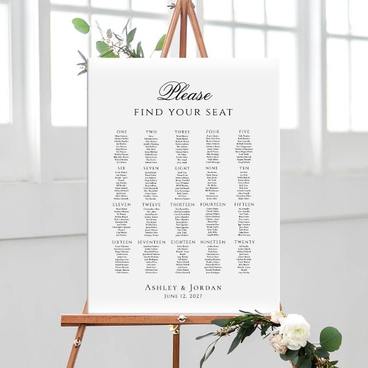 Please Find Your Seat up to 20 tables seating plan Poster