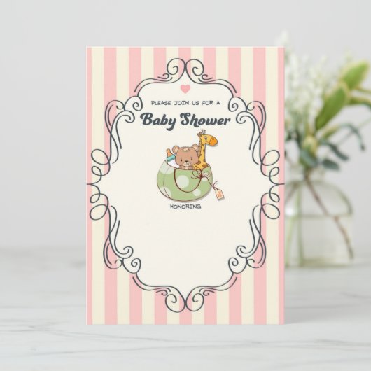 Please, join us for a baby shower - Girl Kaart (Staand voorkant)