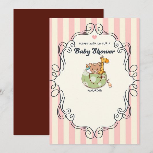 Please, join us for a baby shower - Girl Kaart (Voorkant / Achterkant)