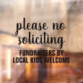 please no soliciting fundraisers by local kids raamsticker (Vel 2)
