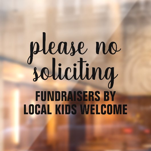 please no soliciting fundraisers by local kids raamsticker (Vel 2)