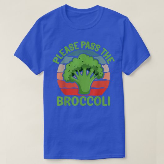 Please Pass the Broccoli Funny Retro Vegan Brocco T-shirt (Design voorkant)