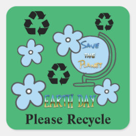 Please Recycle with Recycling Symbol Earth Day Vierkante Sticker