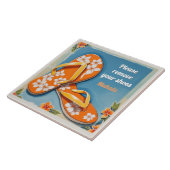Please Remove Shoes Sign Orange Hawaiian FlipFlops Tegeltje (Zijkant)