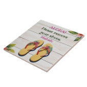 Please Remove Your Shoes Hawaiian Style flip flops Tegeltje (Zijkant)