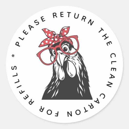 Please return carton Funny egg carton Ronde Sticker (Voorkant)