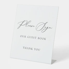 Please Sign Our Guest Book Wedding Sign Minimalist Reclamebord Met Voetstuk