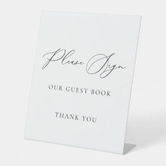 Please Sign Our Guest Book Wedding Sign Minimalist Reclamebord Met Voetstuk