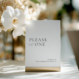 Please Take One Minimalist Wedding Favor Sign Kaart