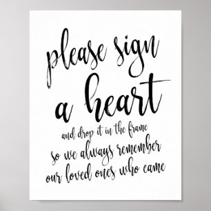 Please Teken een Hart Rustieke Trouw 8x10 Bord Poster