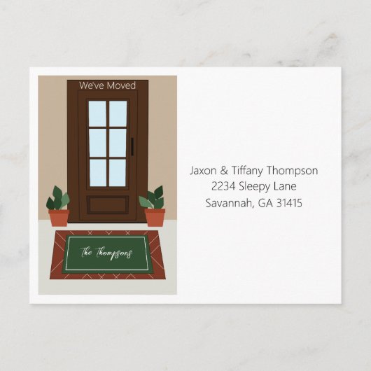 Please Update Our Address Front Door Briefkaart (Achterkant)