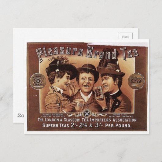 Pleasure merk Tea  kunst Briefkaart (Voorkant / Achterkant)