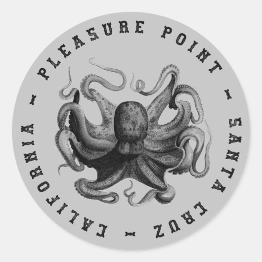 Pleasure Point, Santa Cruz Octopus Ronde Sticker (Voorkant)