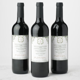 Plechtige bruiloft Dank je Gift Wine Wijn Etiket