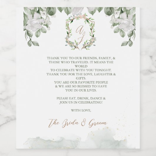 Plechtige bruiloft Dank je Gift Wine Wijn Etiket (Enkel label)